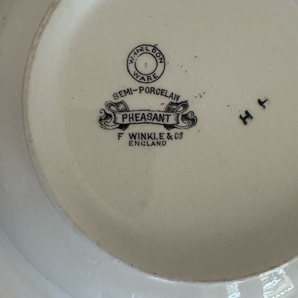 Antique Porcelain Decorative Bowl with Pink Floral & Green Accents. - Picture 3 of 5